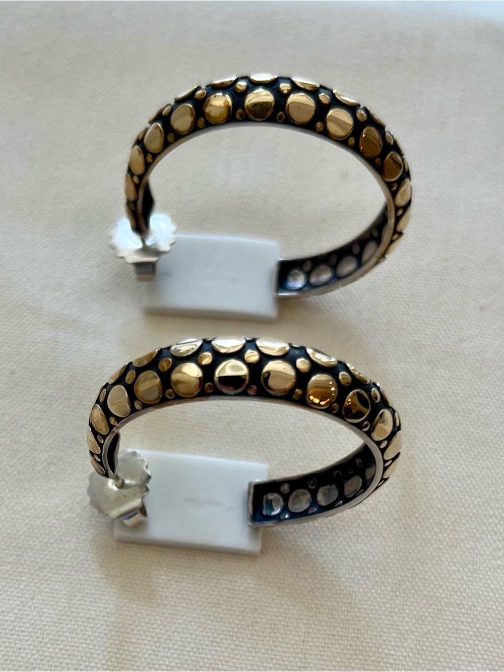 Black and Gold Hoop Earrings - Picture 13 of 16
